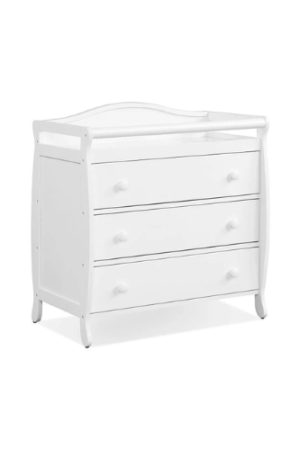 Baby Changing Table Infant Diaper With 3 Drawers and Safety Belt-White