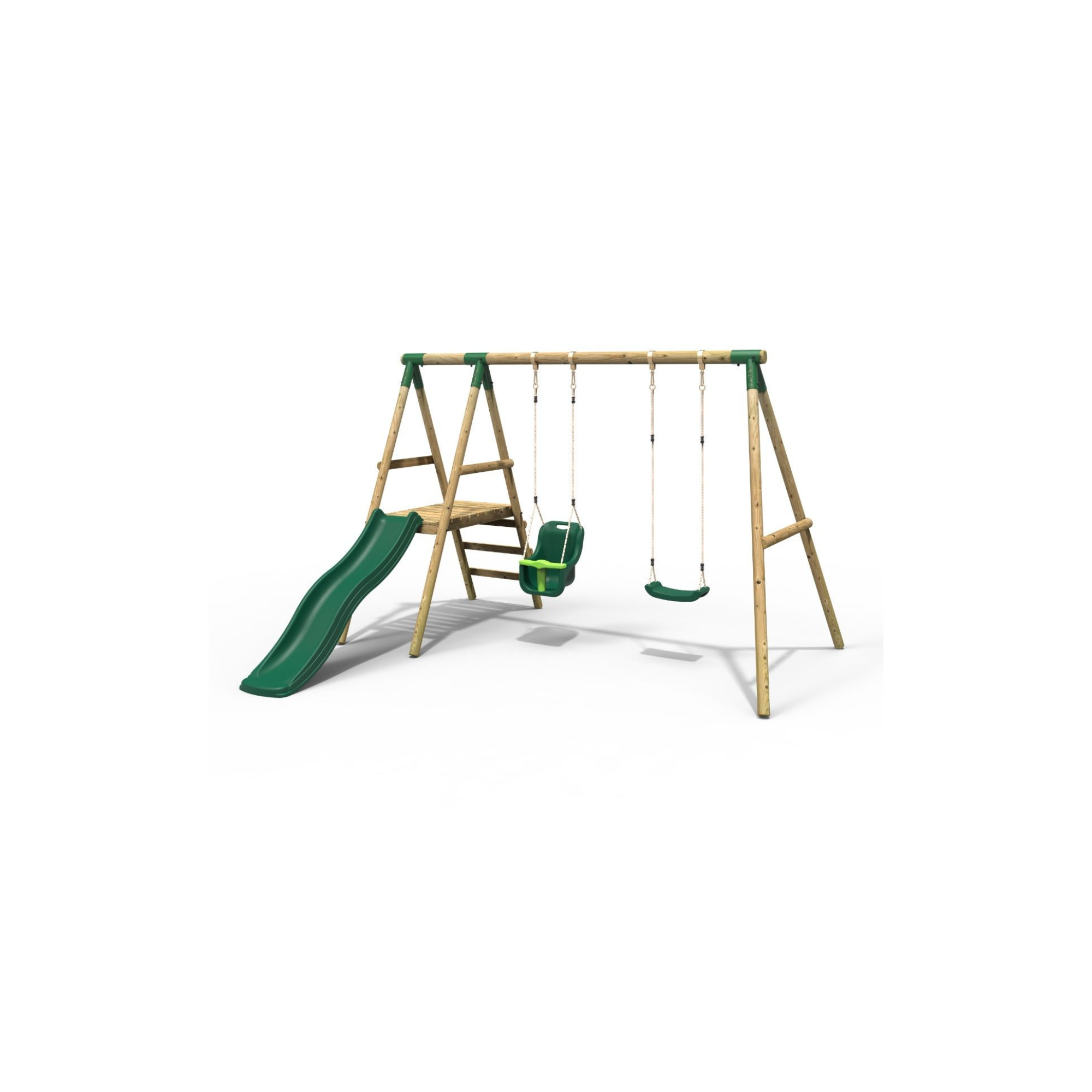Rebo Odyssey Wooden Swing & Slide Set with Platform and Slide