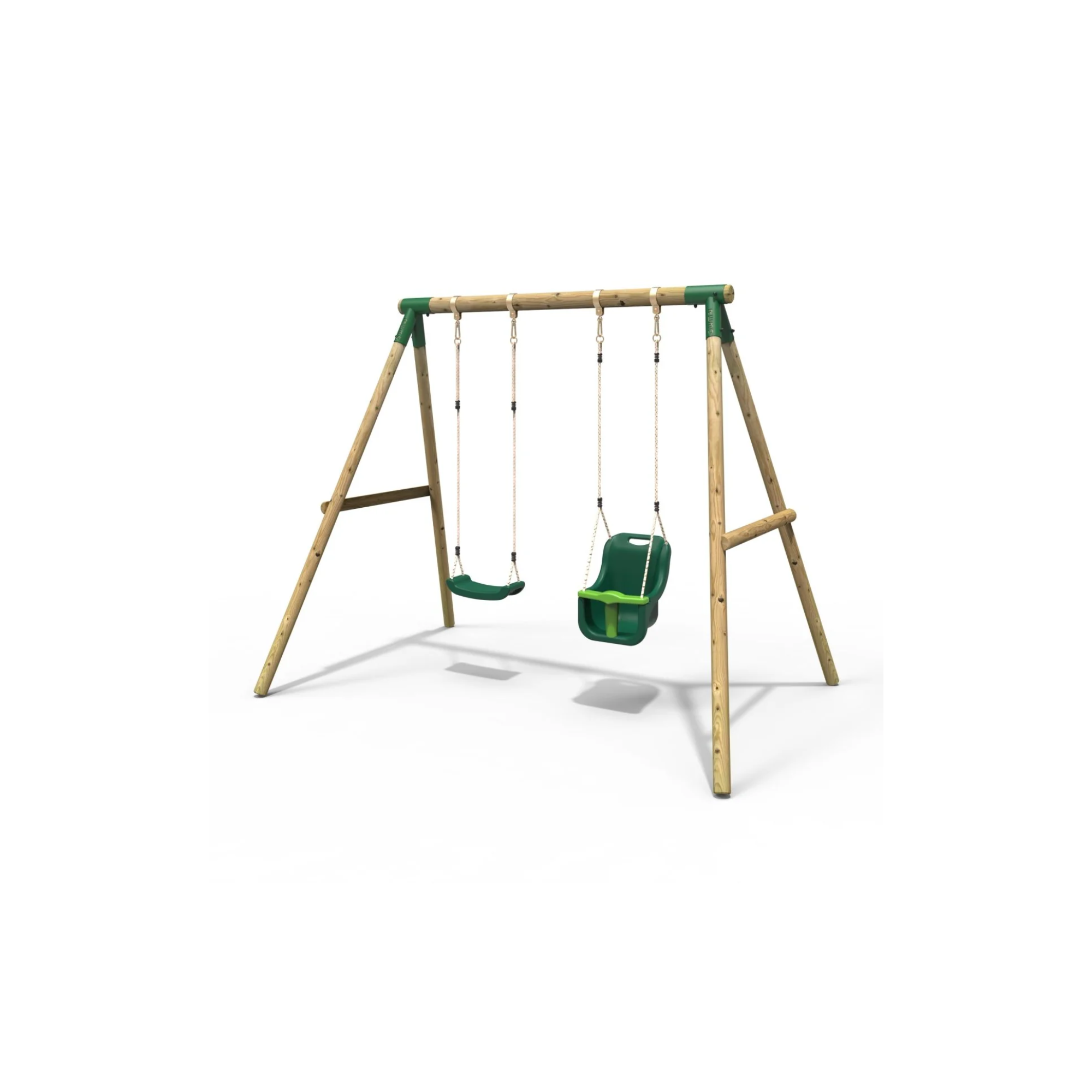 Rebo Wooden Garden Double Swing Sets - Luna