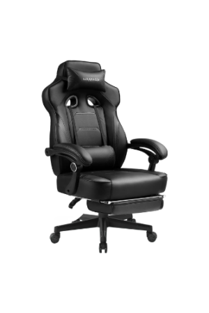 GTPlayer - Gaming Chair with Footrest Big and Tall Racing Style Computer Chair - Black