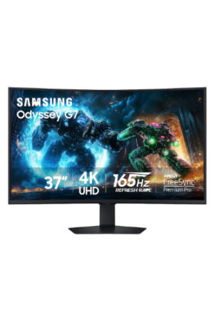 Samsung - 37" Odyssey G75F 4K 165Hz 1ms AMD FreeSync Prem Pro Curved Gaming Monitor with HDR 600 (DisplayPort, HDMI) - Black