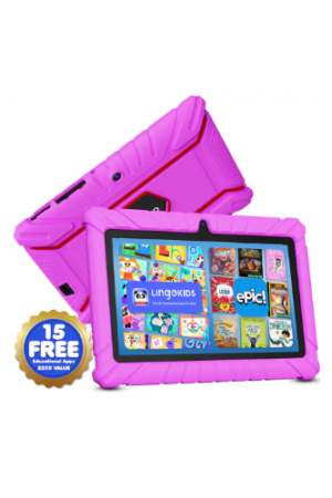 Contixo - V8 Kids Tablet 32GB, 7” WiFi Learning Device with Parental Controls, Shockproof Case, Epic! & LingoKids Apps - Pink