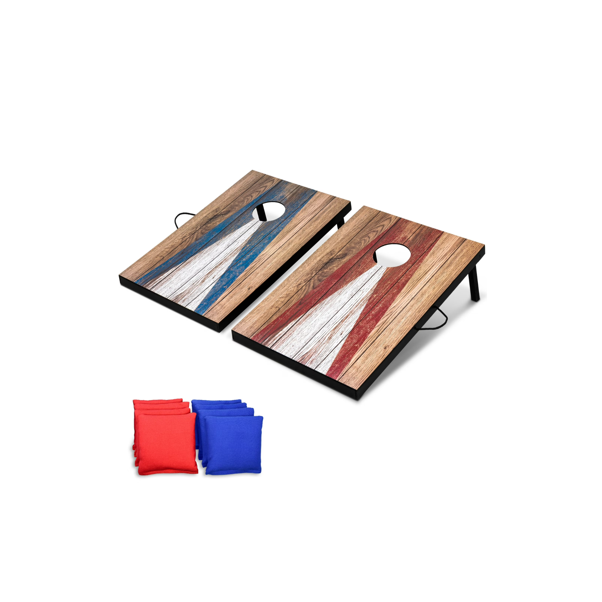 GoSports 3 x 2 ft Cornhole Board Set - Portable Outdoor Toss Game for Adults & Family - Includes Set of 8 Bean Bags with Built-in Storage - Rustic